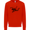 Abstract Parachutist Freefall Skydiving Kids Sweatshirt Jumper Bright Red
