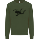 Abstract Parachutist Freefall Skydiving Kids Sweatshirt Jumper Forest Green