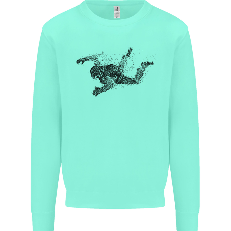 Abstract Parachutist Freefall Skydiving Kids Sweatshirt Jumper Peppermint