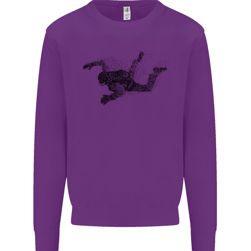 Abstract Parachutist Freefall Skydiving Kids Sweatshirt Jumper Purple
