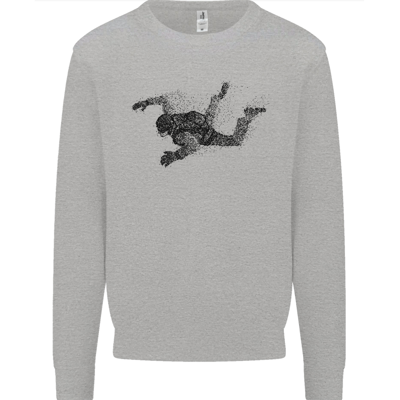 Abstract Parachutist Freefall Skydiving Kids Sweatshirt Jumper Sports Grey