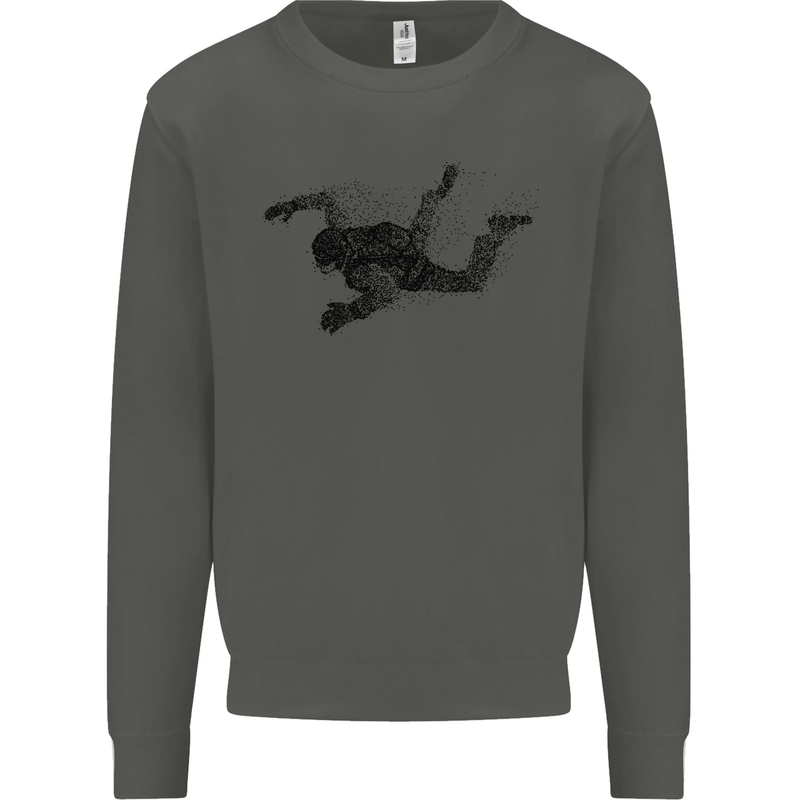 Abstract Parachutist Freefall Skydiving Kids Sweatshirt Jumper Storm Grey