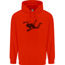 Abstract Parachutist Freefall Skydiving Mens 80% Cotton Hoodie Bright Red