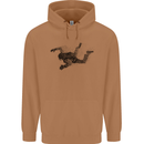 Abstract Parachutist Freefall Skydiving Mens 80% Cotton Hoodie Caramel Latte