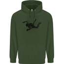 Abstract Parachutist Freefall Skydiving Mens 80% Cotton Hoodie Forest Green