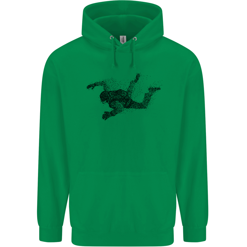 Abstract Parachutist Freefall Skydiving Mens 80% Cotton Hoodie Irish Green