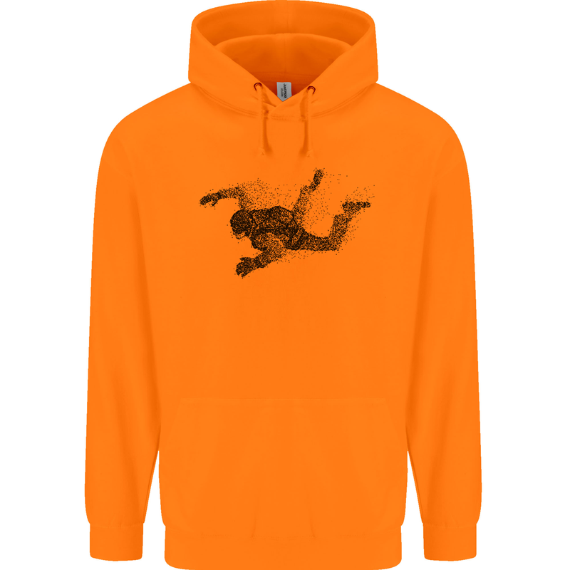 Abstract Parachutist Freefall Skydiving Mens 80% Cotton Hoodie Orange