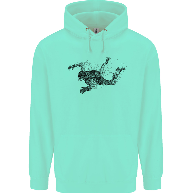 Abstract Parachutist Freefall Skydiving Mens 80% Cotton Hoodie Peppermint