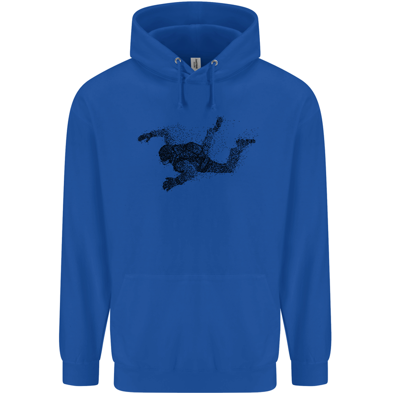 Abstract Parachutist Freefall Skydiving Mens 80% Cotton Hoodie Royal Blue