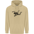 Abstract Parachutist Freefall Skydiving Mens 80% Cotton Hoodie Sand