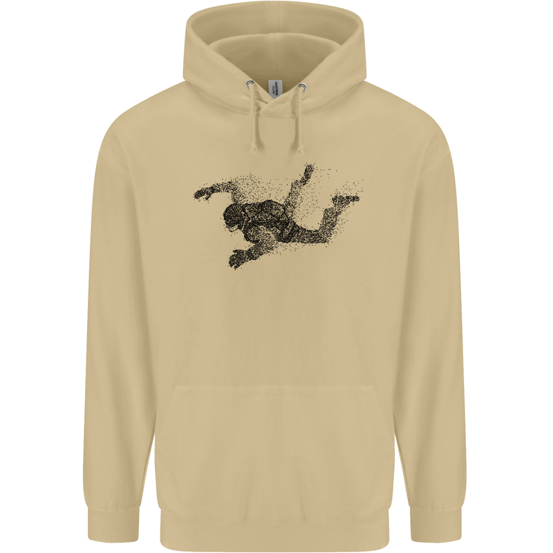 Abstract Parachutist Freefall Skydiving Mens 80% Cotton Hoodie Sand