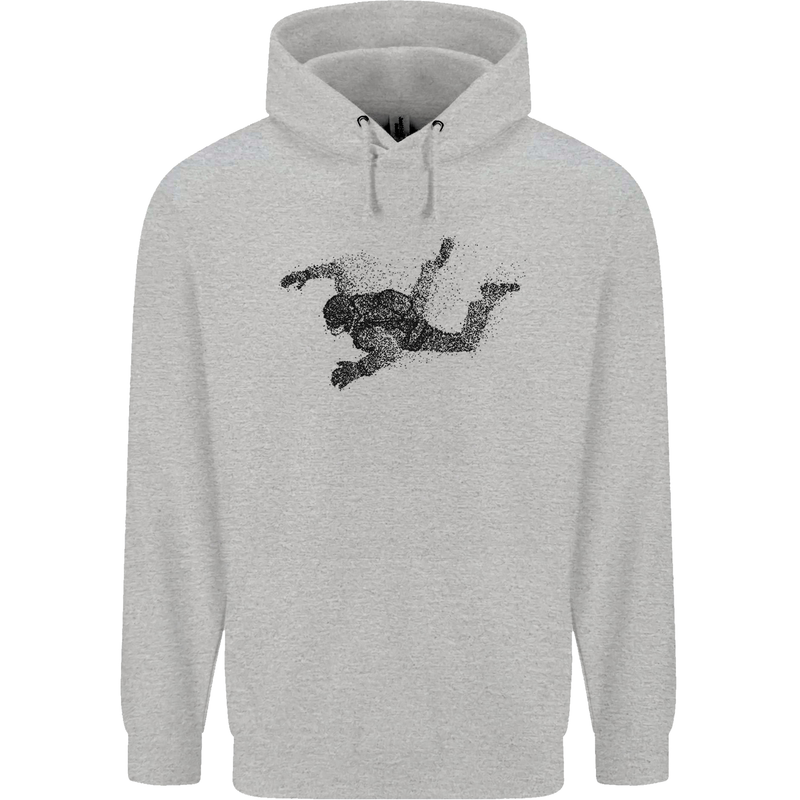 Abstract Parachutist Freefall Skydiving Mens 80% Cotton Hoodie Sports Grey