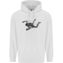Abstract Parachutist Freefall Skydiving Mens 80% Cotton Hoodie White