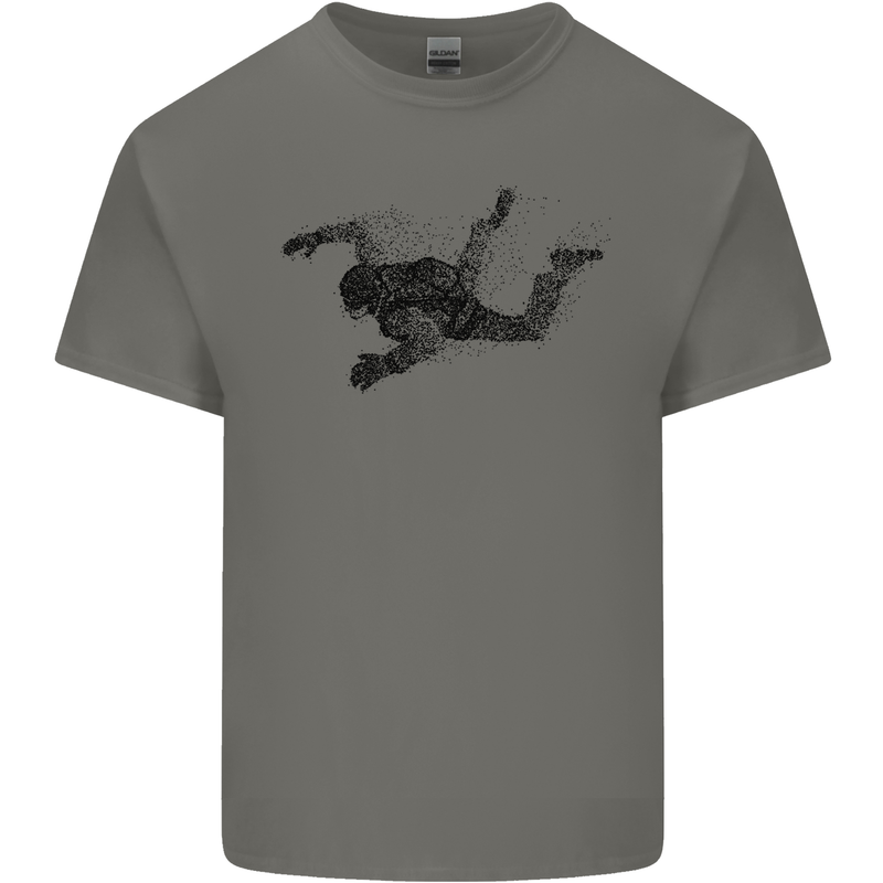 Abstract Parachutist Freefall Skydiving Mens Cotton T-Shirt Tee Top Charcoal