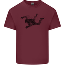 Abstract Parachutist Freefall Skydiving Mens Cotton T-Shirt Tee Top Maroon