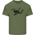Abstract Parachutist Freefall Skydiving Mens Cotton T-Shirt Tee Top Military Green