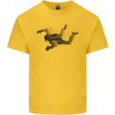 Abstract Parachutist Freefall Skydiving Mens Cotton T-Shirt Tee Top Yellow