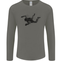 Abstract Parachutist Freefall Skydiving Mens Long Sleeve T-Shirt Charcoal