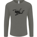 Abstract Parachutist Freefall Skydiving Mens Long Sleeve T-Shirt Charcoal