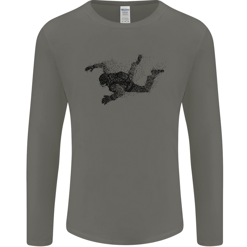 Abstract Parachutist Freefall Skydiving Mens Long Sleeve T-Shirt Charcoal