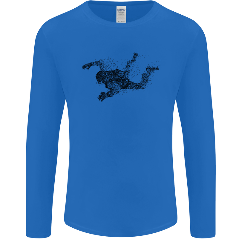 Abstract Parachutist Freefall Skydiving Mens Long Sleeve T-Shirt Royal Blue