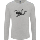 Abstract Parachutist Freefall Skydiving Mens Long Sleeve T-Shirt Sports Grey