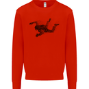 Abstract Parachutist Freefall Skydiving Mens Sweatshirt Jumper Bright Red