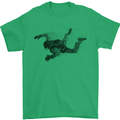 Abstract Parachutist Freefall Skydiving Mens T-Shirt Cotton Gildan Irish Green