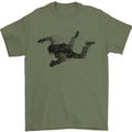 Abstract Parachutist Freefall Skydiving Mens T-Shirt Cotton Gildan Military Green