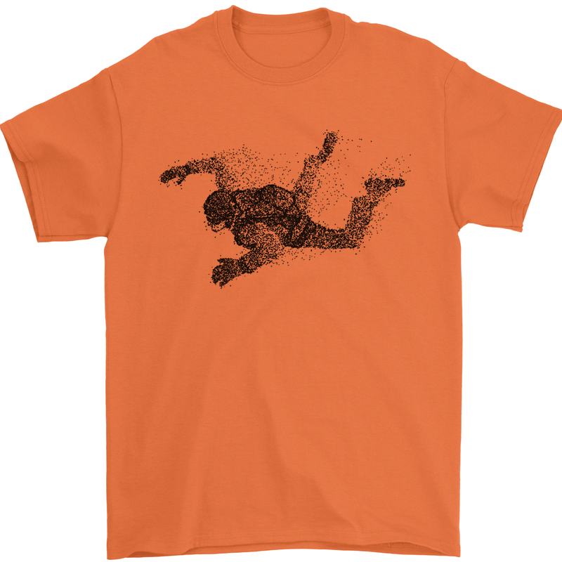 Abstract Parachutist Freefall Skydiving Mens T-Shirt Cotton Gildan Orange