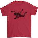 Abstract Parachutist Freefall Skydiving Mens T-Shirt Cotton Gildan Red