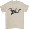 Abstract Parachutist Freefall Skydiving Mens T-Shirt Cotton Gildan Sand