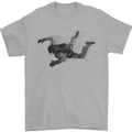 Abstract Parachutist Freefall Skydiving Mens T-Shirt Cotton Gildan Sports Grey