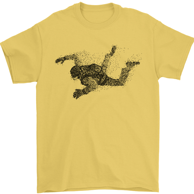 Abstract Parachutist Freefall Skydiving Mens T-Shirt Cotton Gildan Yellow