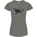 Abstract Parachutist Freefall Skydiving Womens Petite Cut T-Shirt Charcoal