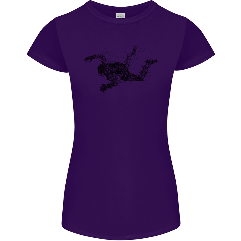 Abstract Parachutist Freefall Skydiving Womens Petite Cut T-Shirt Purple