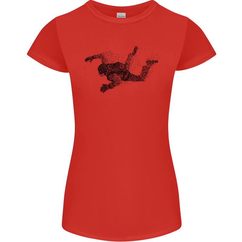 Abstract Parachutist Freefall Skydiving Womens Petite Cut T-Shirt Red