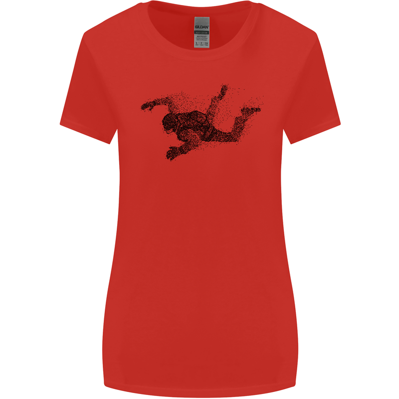 Abstract Parachutist Freefall Skydiving Womens Wider Cut T-Shirt Red