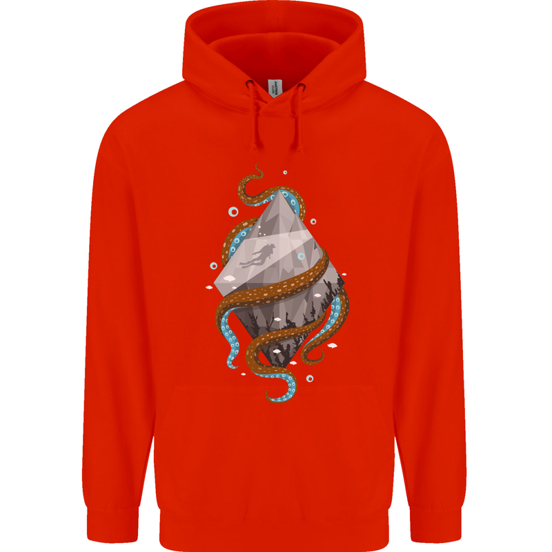 Abstract Scuba Diver Diving Dive Mens 80% Cotton Hoodie Bright Red