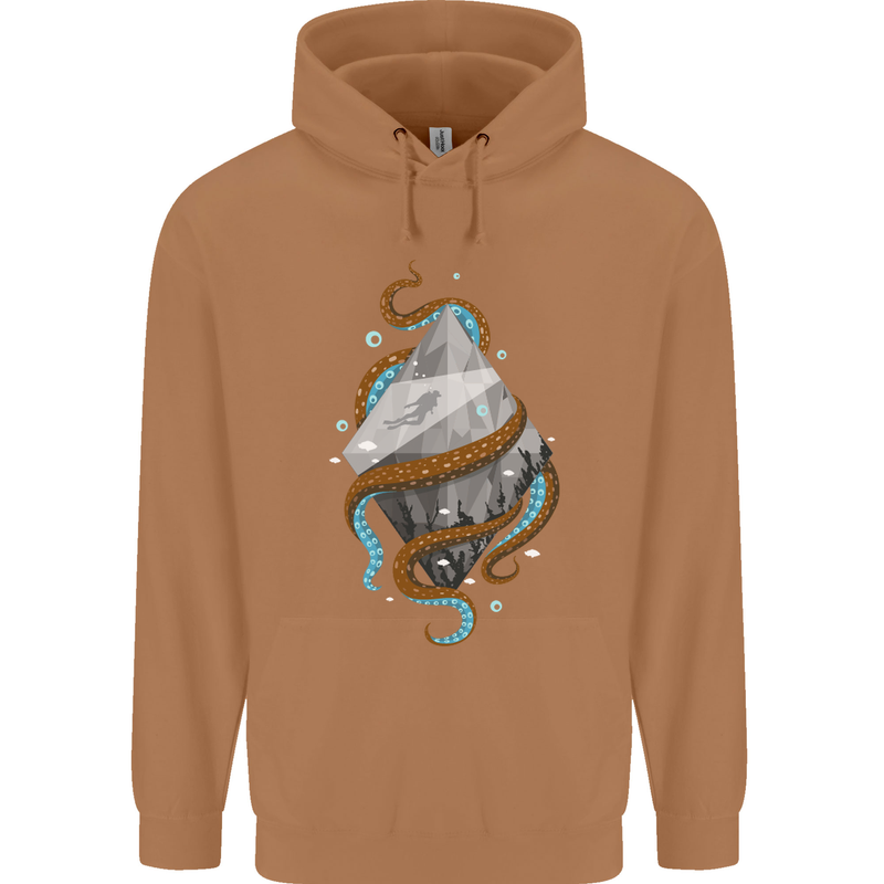 Abstract Scuba Diver Diving Dive Mens 80% Cotton Hoodie Caramel Latte