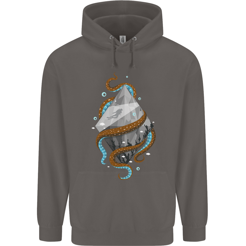 Abstract Scuba Diver Diving Dive Mens 80% Cotton Hoodie Charcoal