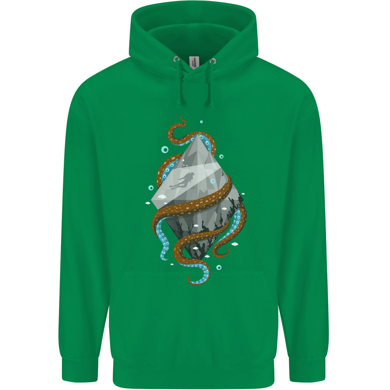 Abstract Scuba Diver Diving Dive Mens 80% Cotton Hoodie Irish Green