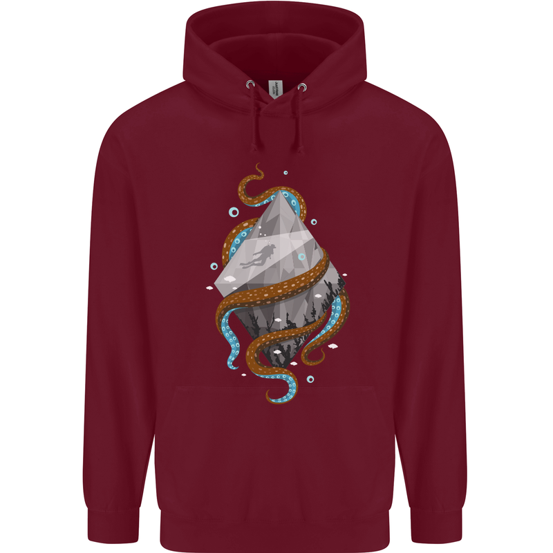 Abstract Scuba Diver Diving Dive Mens 80% Cotton Hoodie Maroon