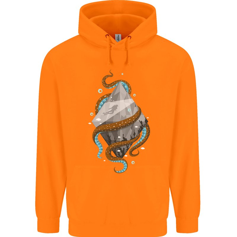 Abstract Scuba Diver Diving Dive Mens 80% Cotton Hoodie Orange