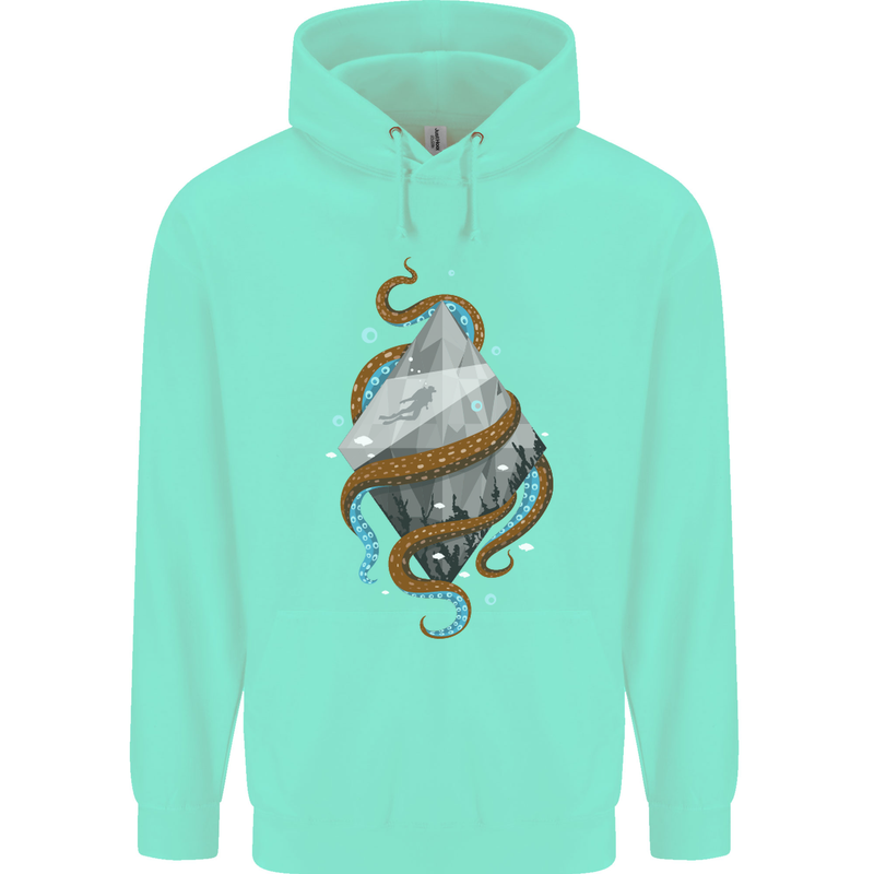 Abstract Scuba Diver Diving Dive Mens 80% Cotton Hoodie Peppermint