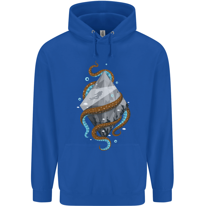 Abstract Scuba Diver Diving Dive Mens 80% Cotton Hoodie Royal Blue