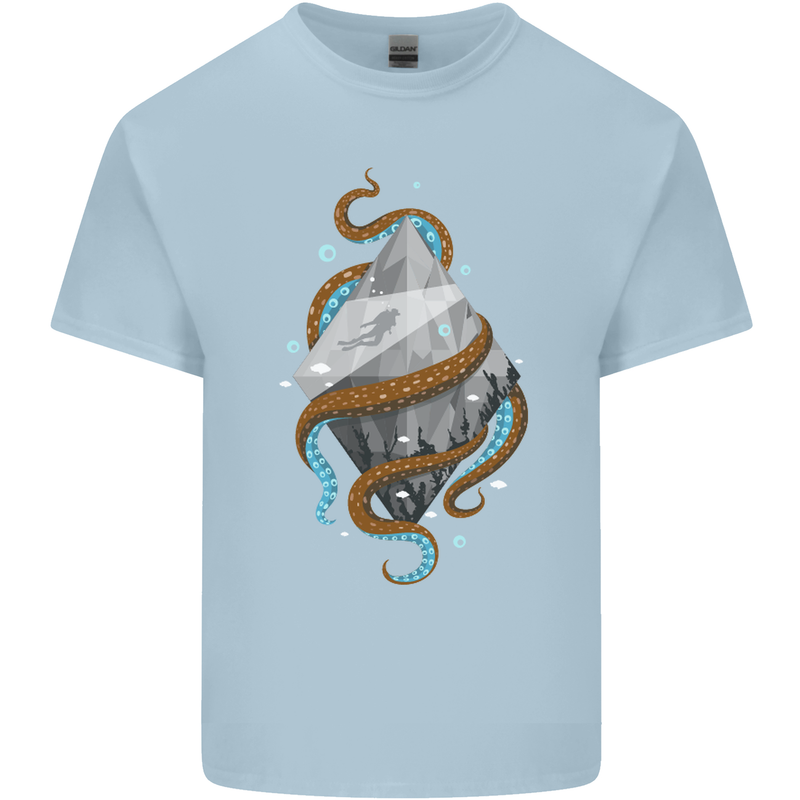 Abstract Scuba Diver Diving Dive Mens Cotton T-Shirt Tee Top Light Blue