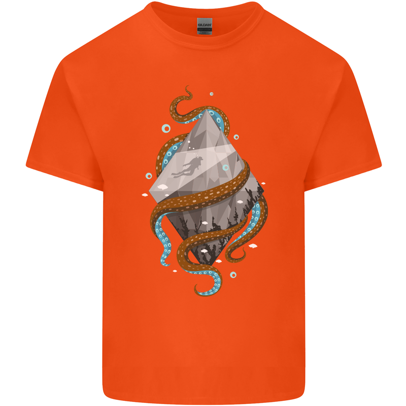 Abstract Scuba Diver Diving Dive Mens Cotton T-Shirt Tee Top Orange