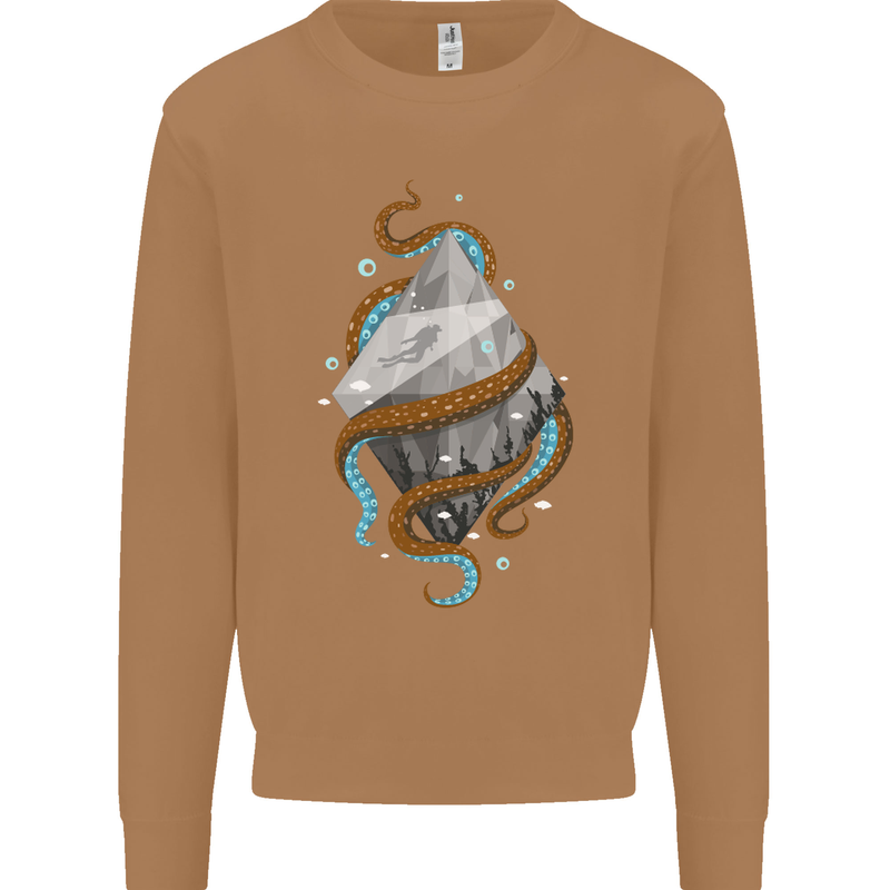 Abstract Scuba Diver Diving Dive Mens Sweatshirt Jumper Caramel Latte