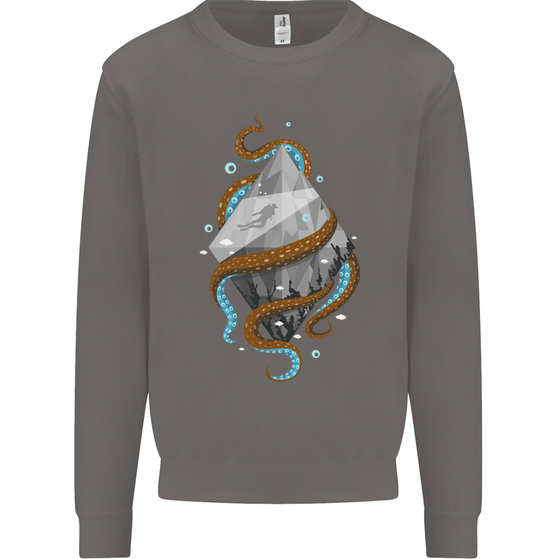 Abstract Scuba Diver Diving Dive Mens Sweatshirt Jumper Charcoal